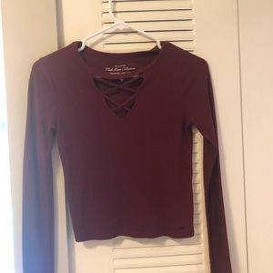 Burgundy hollister long sleeve